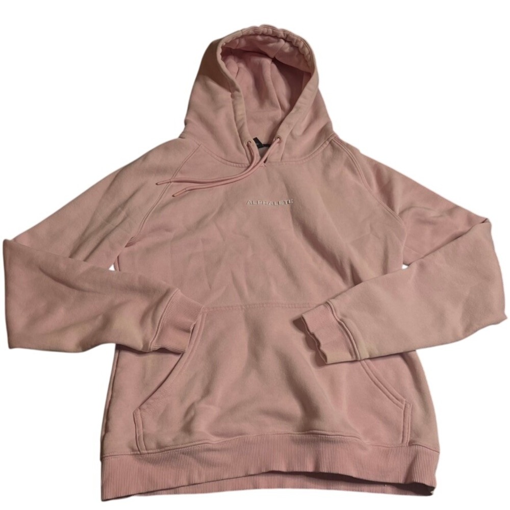 ALPHALETE Pink Hoodie Sweatshirt Pullover Drawstring Hood Pockets Size S
